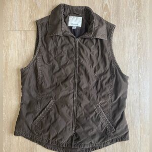 Faconnable Olive Quilted Vest with Dual Zipper